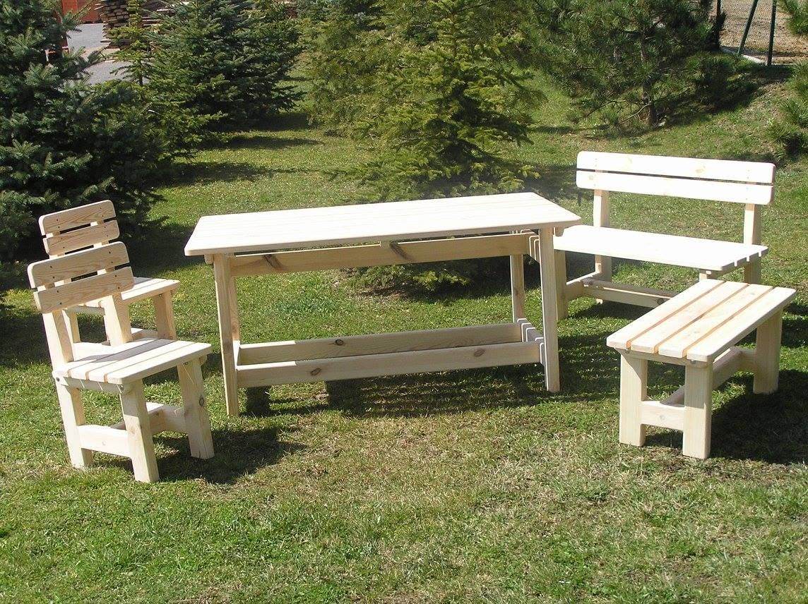 Zahradní set — stůl, židle a lavice z masivního dřeva — truhlář Plzeň a Praha